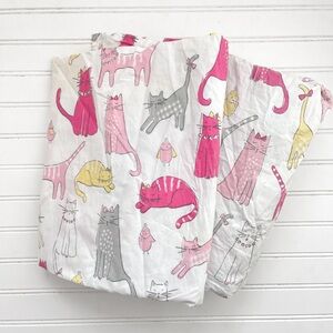 POTTERY BARN KIDS Girls Pink Cat Print Fitted & Top Sheet